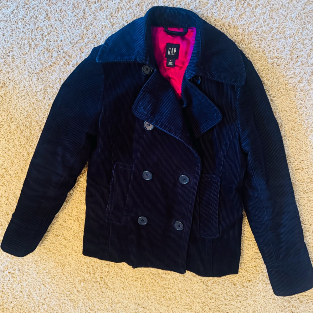 GAP Navy Pea Coat with pink Interior
